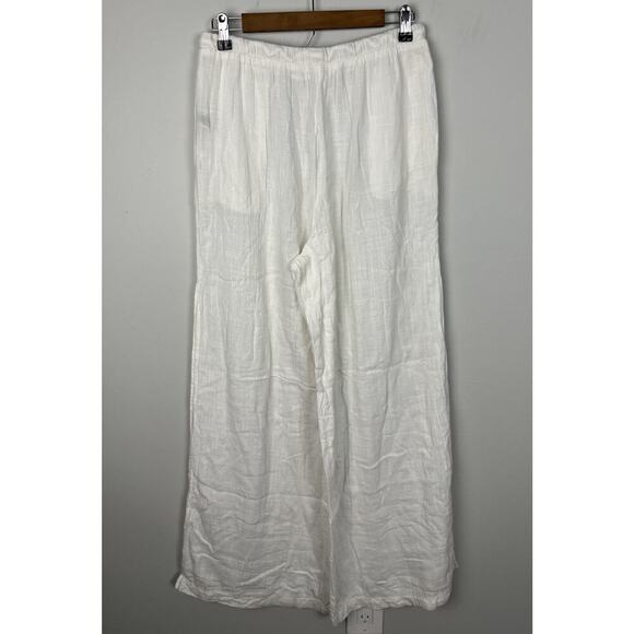 Bella Dahl Side Slit Beach Pant in White Size Large Linen Blend Women’s - Picture 4 of 8